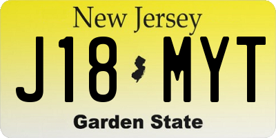 NJ license plate J18MYT