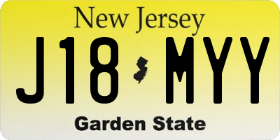 NJ license plate J18MYY