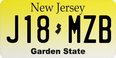 NJ license plate J18MZB