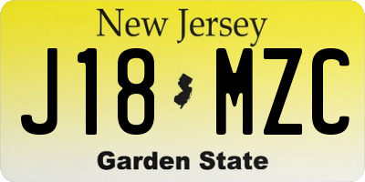 NJ license plate J18MZC
