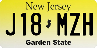 NJ license plate J18MZH