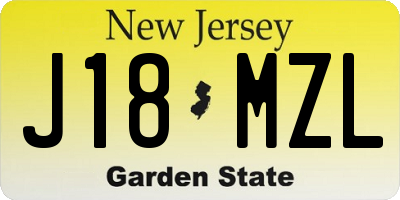 NJ license plate J18MZL