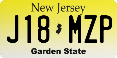 NJ license plate J18MZP