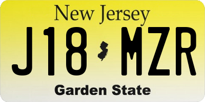 NJ license plate J18MZR