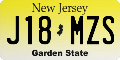 NJ license plate J18MZS