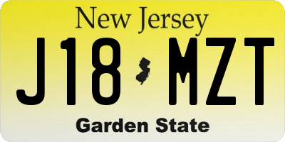 NJ license plate J18MZT