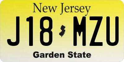 NJ license plate J18MZU