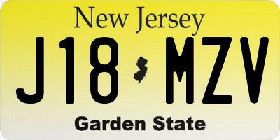 NJ license plate J18MZV
