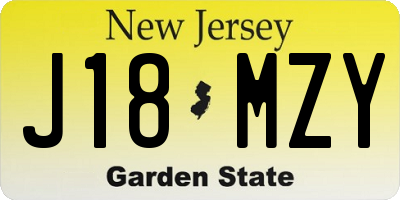 NJ license plate J18MZY