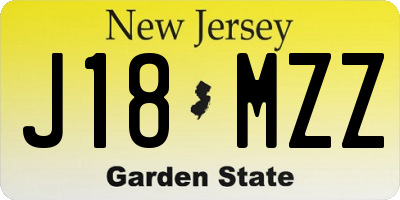 NJ license plate J18MZZ