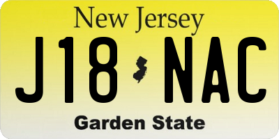 NJ license plate J18NAC