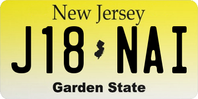 NJ license plate J18NAI