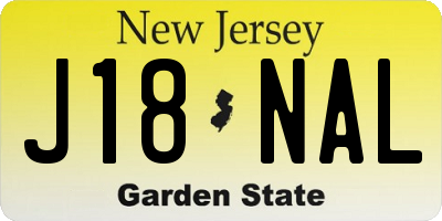 NJ license plate J18NAL