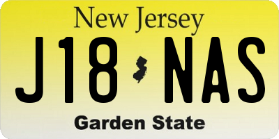 NJ license plate J18NAS