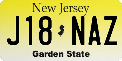 NJ license plate J18NAZ