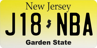 NJ license plate J18NBA
