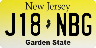 NJ license plate J18NBG