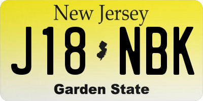 NJ license plate J18NBK
