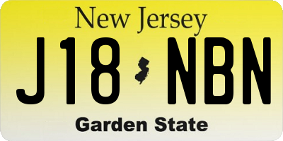 NJ license plate J18NBN