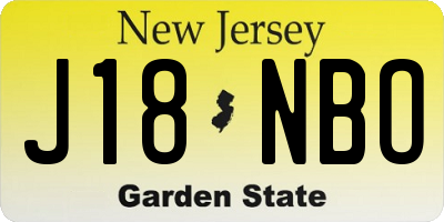 NJ license plate J18NBO