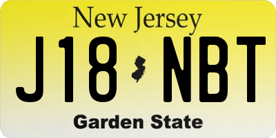 NJ license plate J18NBT