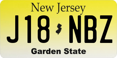 NJ license plate J18NBZ