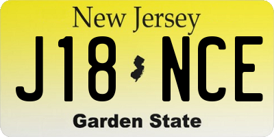 NJ license plate J18NCE
