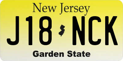 NJ license plate J18NCK