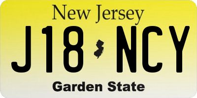 NJ license plate J18NCY