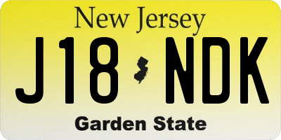 NJ license plate J18NDK