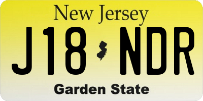 NJ license plate J18NDR