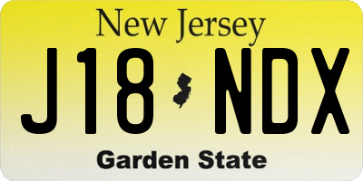 NJ license plate J18NDX