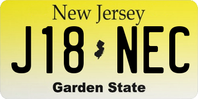 NJ license plate J18NEC