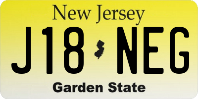 NJ license plate J18NEG