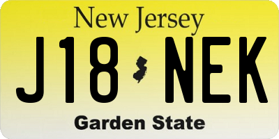 NJ license plate J18NEK