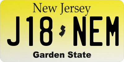 NJ license plate J18NEM