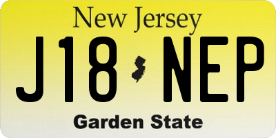 NJ license plate J18NEP