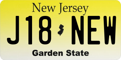 NJ license plate J18NEW