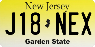NJ license plate J18NEX