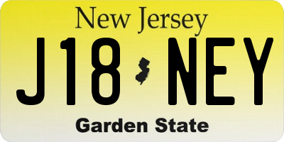 NJ license plate J18NEY