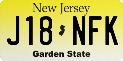 NJ license plate J18NFK