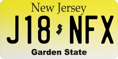 NJ license plate J18NFX