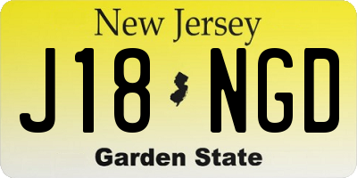 NJ license plate J18NGD