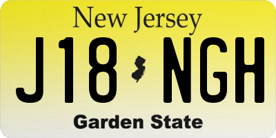 NJ license plate J18NGH