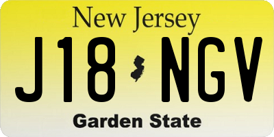 NJ license plate J18NGV