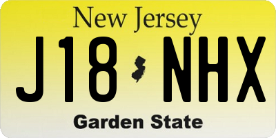 NJ license plate J18NHX