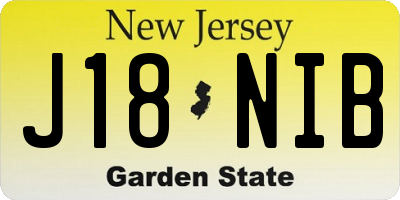 NJ license plate J18NIB