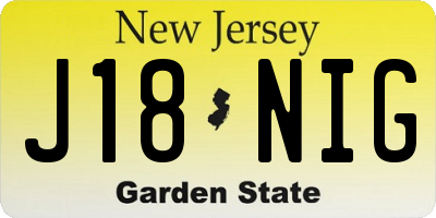 NJ license plate J18NIG