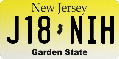 NJ license plate J18NIH