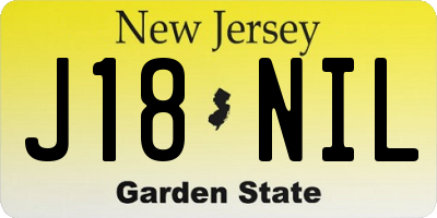 NJ license plate J18NIL